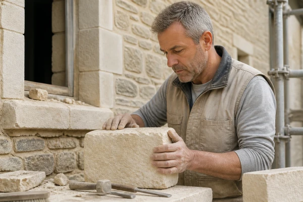 Artisan maçon pour ravalement façade pierre Herbignac