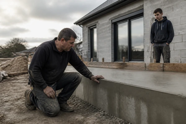 Construction terrasse béton avec finition extérieure Redon