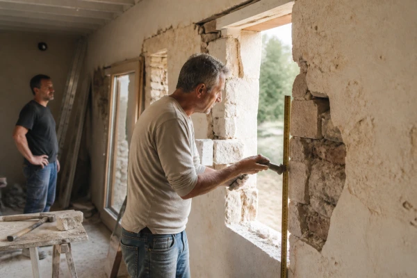 Création ouverture mur pour porte fenêtre Guérande